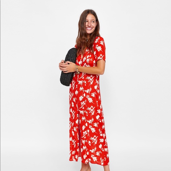 NWT ZARA Long floral button down shirt maxi dress - Picture 8 of 13